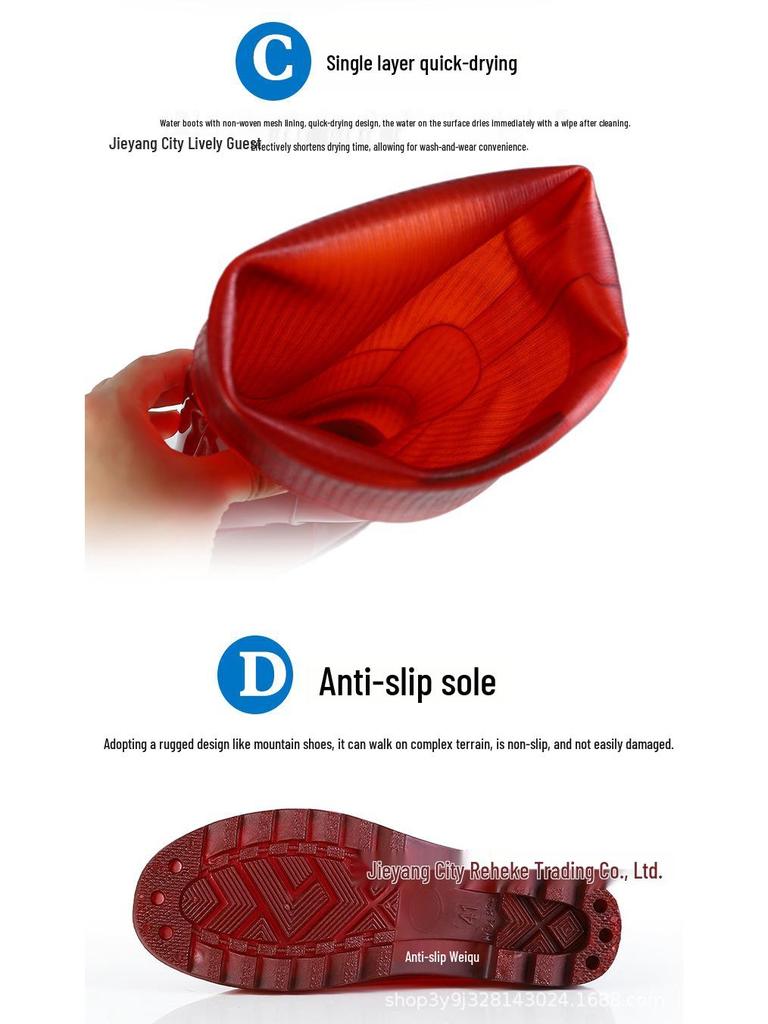 Мужские высокие резиновые дождевые ботинки песочного цвета, быстросохнущие - Водонепроницаемые, Нескользящие, Без сетки