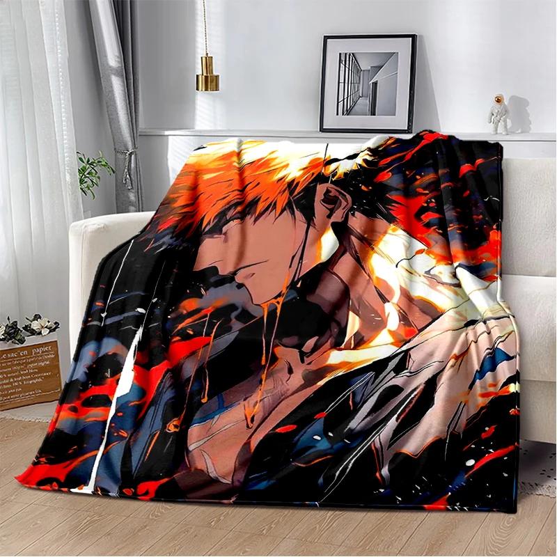 2025 New Style Bleach Kurosaki Ichigo Anime Cartoon Soft Flannel Blankets,Throw Blanket Comfortable for Beds Sofa Home Bedroom