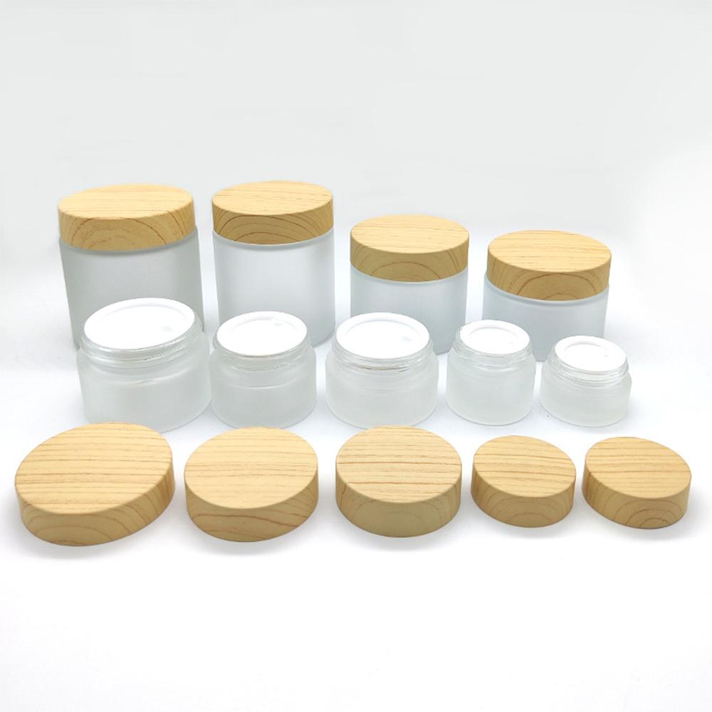 Screw Cap Frosted Glass Cream Jar Round Scrub Sub-bottling Portable Cream Bottle  for Makeup Vials