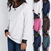 Женская модная повседневная футболка с круглым вырезом и длинным рукавом в стиле пэчворк, удобный топ