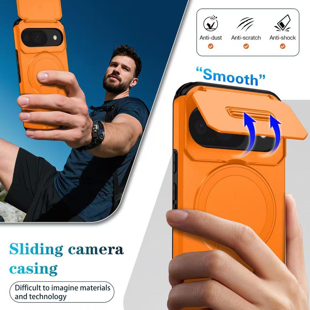 Armor Shockproof Magnetic Case For Google Pixel 10 9 Pro XL 9A Lens protection stand bracket wireless charging For Magsafe Cover