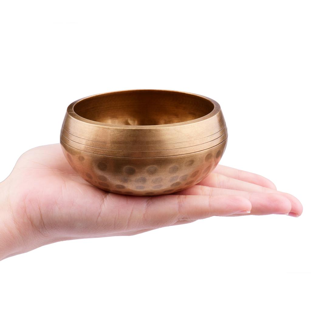 Tibetan Singing Bowl Set with 8cm/3inch Handmade Metal Sound Bowl & Soft Cushion & Wooden