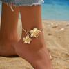 Golden Oil-Dripped Foot Chain Adjustable Beach Jewelry Simple Flower Pendant Anklet  Summer