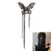 Zircon Butterfly Tassel Hair Clip with Wide Metal Grip for Women Elegant Alloy Statement Hairpin for Parties Weddings and Daily Wear