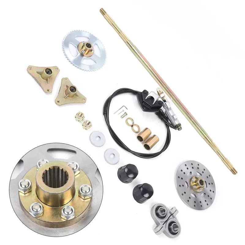 NEWEST ATV Rear Axle Complete Kit + Brake Assembly Sprocket for Kart Mini Quad, Rear Axle Complete Assembly Kit