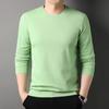 Мужская футболка с длинными рукавами, новинка весны, для молодежи и среднего возраста, простая повседневная однотонная футболка-пуловер с круглым вырезом