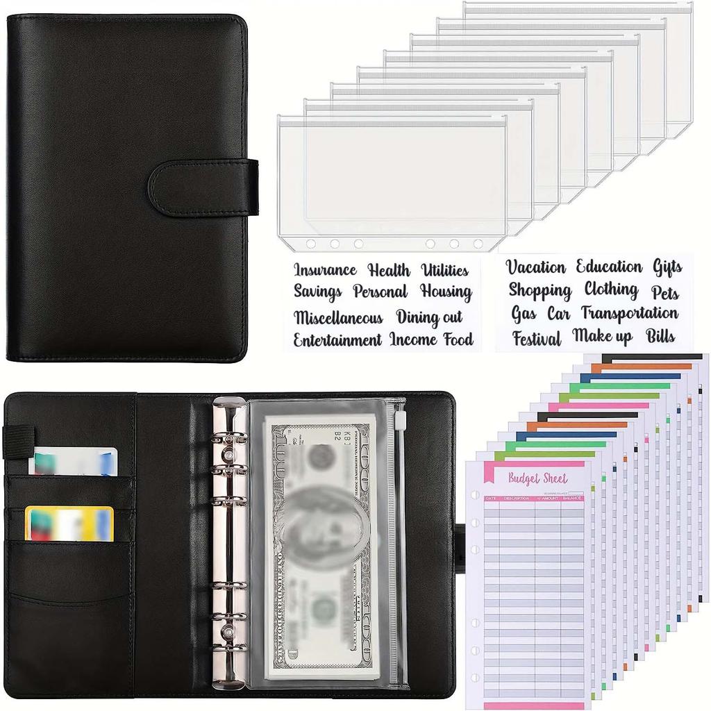 Папка А6, блокнот для записей от руки, блокнот с узором, блокнот на разъемных листах из ПУ кожи, карман на разъемных листах для наличных, блокнот для бюджетных записей