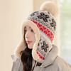 Knitted Fluzzy Hat Trapper Earflap Outdoor Ski Cap New Male Female Thick Warm Winter Beanie Hat Fur Pompom Bomber Hat