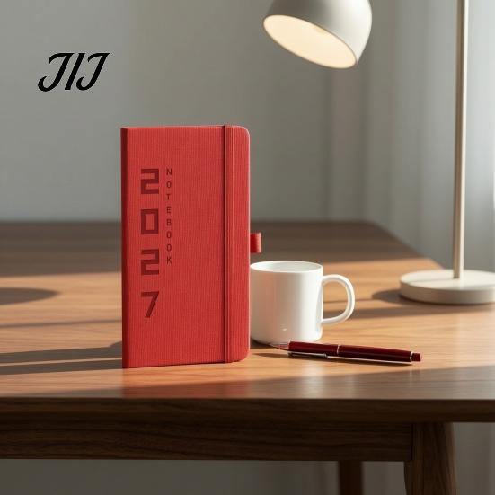 Office Productivity Tool 2027 Daily Weekly Planner with Elastic Strap And Pen Holder, PU Holder Leather Cover Agenda Notebook, Pocket Size Schedule