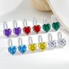 Korean Version of Premium Colored Diamond Love Ear Clips and Ear Buckles, New Twelve Constellations AAA Heart Earrings