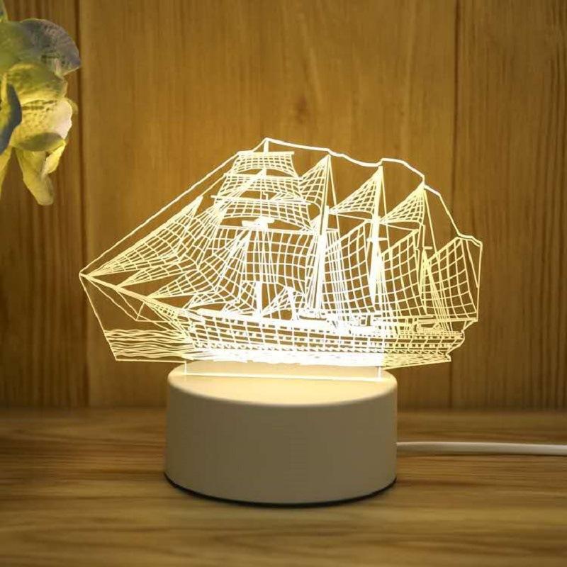 Creative 3D LED Night Light 7 Color Acrylic Veilleuse ABS Plastic Base LED Night Lamp for Children's Room Table Desk Use