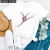 Watercolor Dance Gymnastics Print round Neck Casual T-shirt Short Sleeve Creative Fashion Summer Polyester Blend polyester fabri