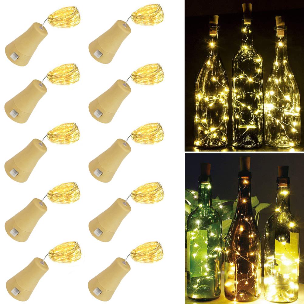 10pcs Solar Cork String Lights, 2m 20LED Silvery Wire String, Bottle Stopper Lights, Bottle Cork Lamp Strings, Multiple Colors