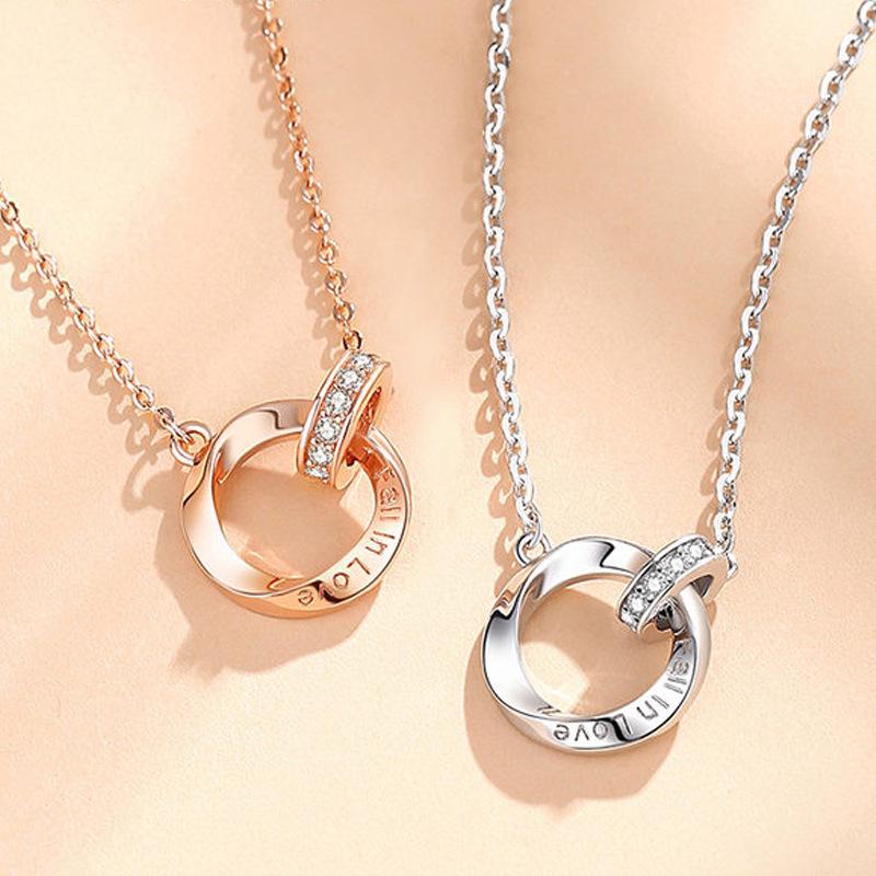 Möbius Sterling Silver Couple Necklace - Endless Love Gift for Valentine's, Christmas, Birthday