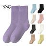 Heavy Duty Winter Boot Socks Women Thickened Socks, Solid Color Mid Calf Thermal Fleece Lined Non Binding Elastic Comfort Crew for Cold Weather, Soft