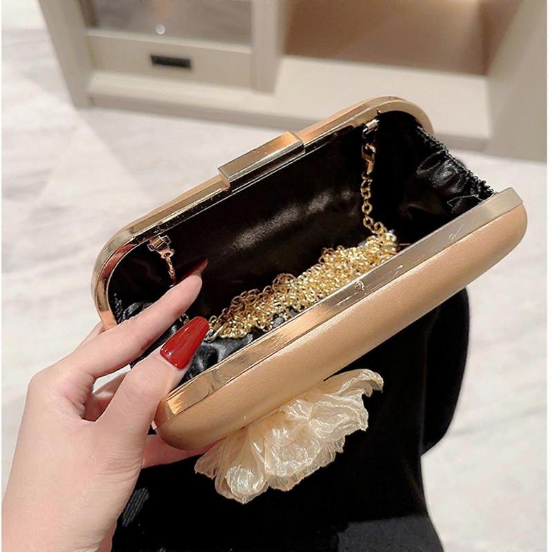Stylish Flower Handbag for Women Shoulder Bag Evening Clutch Perfect for Parties and Weddings Gold