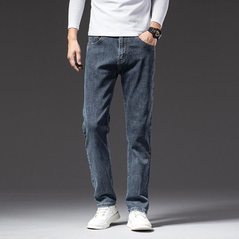Mens Jeans Business Regular Straight Full Lenght Jean Casual Denim Trousers Elasticity Stretch Fabric Pant LY802