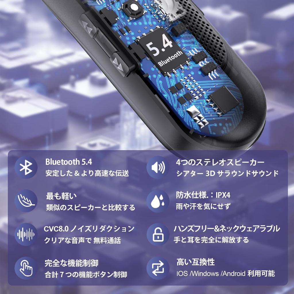 Нашейный динамик Bluetooth Носимый на шее динамик с японским голосом 15 часов непрерывной работы Идеально подходит для и активного отдыха [Новый сверхлегкий