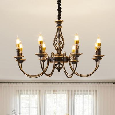 Сельская Ретро Люстра Свеча Гостиная Столовая Лампа Спальня Лампа Античный Железный Подвесной Светильник