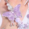 Glitter Butterfly Key Chain Double Layer Beads Bag Pendant Rhinestone Phone Chain  Backpack Pendant