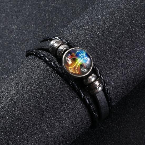 Браслет-унисекс Constellation, многослойный, плетеный, из искусственной кожи, регулируемый, сплав, светится ночью