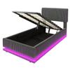 Modern Upholstered Beds with LED Lighting, USB-C Charging, Height-Adjustable Headboard, Corduroy, Slatted Frame, Under-Bed Storage.90*200 Gray