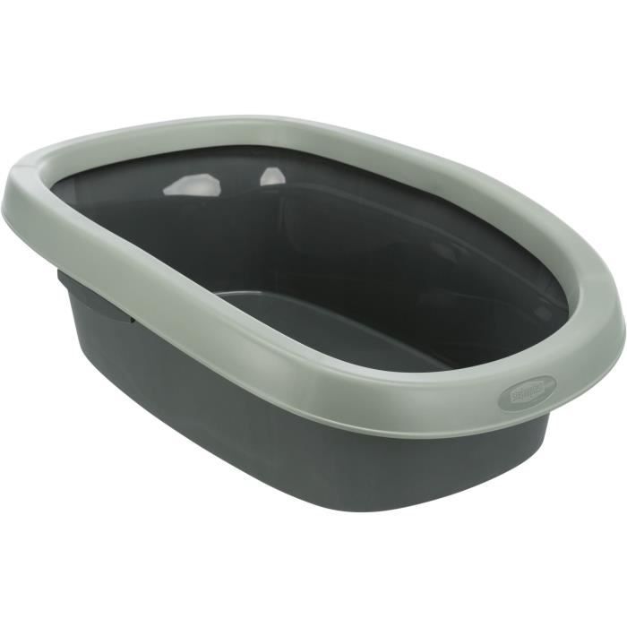 TRIXIE Be Eco Carlo Litter Tray with Rim - 38 X 17 X 58 Cm - Anthracite, Grey and Green - For Cats
