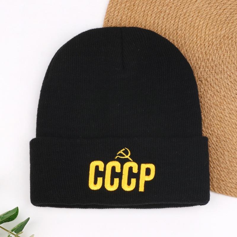 Pullover CC Hat Winter Knitted Hat Cold Wool Hat Three-dimensional Russian Embroidery CP Popular Letters Men and Women
