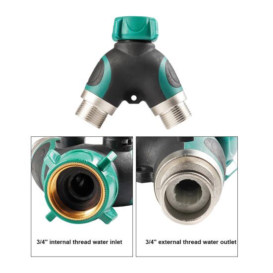 Garden Hose Splitter Water Hose Y Splitter Heavy Duty 2 Way Splitter with Long Handle Shut Off Valves 46085 Inch