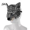 Wolf Costume Mask 3D Head Mask, High Elastic Lightweight Comfortable Werewolf Realistic with Adjustable Strap for Halloween Cosplay Party Photo Props