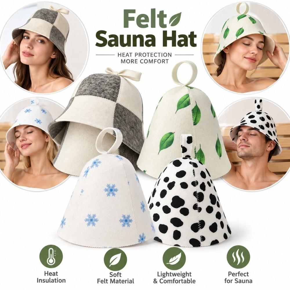 Snowflake Polka Dot Sauna Cap Felt Steam Room Cap Gifts Sauna Hat Bathroom Accessories