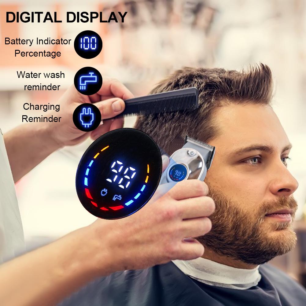 Hatteker Electric Trimmer  LCD Digital Display Cordless Haircut Kit with Professional Barber-Grade Cutting for Precision Shave Styling