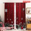 2D Flat Printing 2pcs Merry Christmas Popular Window Curtains Festive Snowflakes and Pine Branches Durable Polyester Without