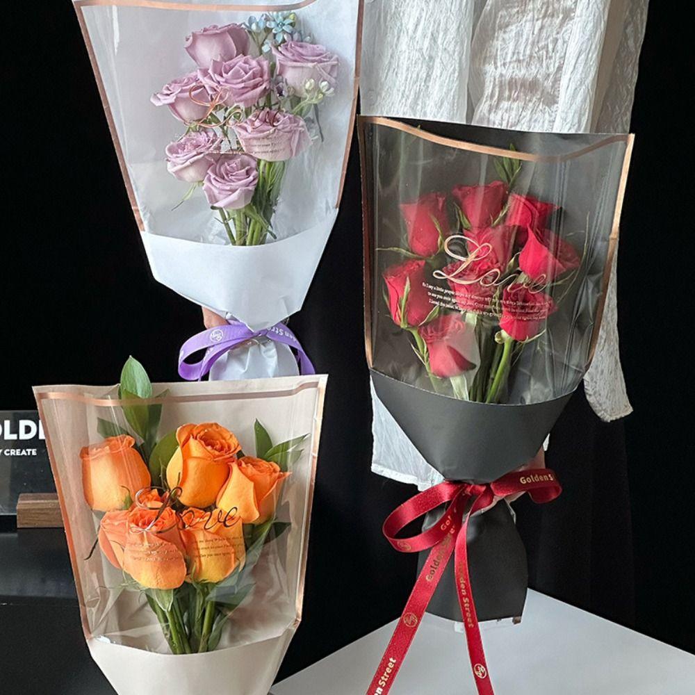 20PCS Packing Material Flower Packaging Bag Transparent Flower Paper Bag Mother's Day