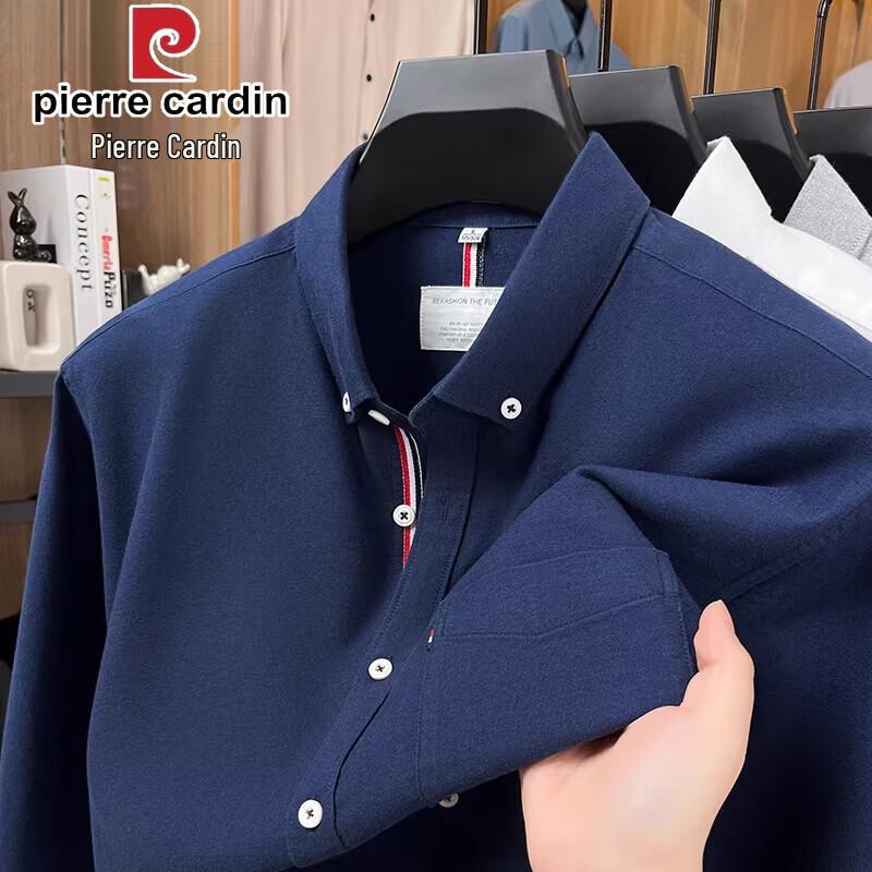 Pierre Cardin Мужская рубашка с длинным рукавом из 100% хлопка с начесом и карманом