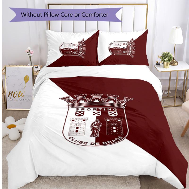 Braga FC Printed 3PCS Bedding Set Breathable Duvet Cover with Pillowcases Decorative Bed Linen for Bedroom Home