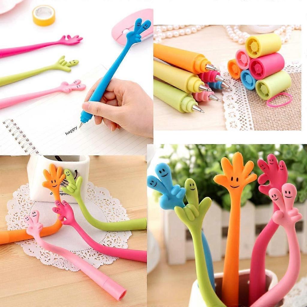 12*Novelty Finger Gesture Funny Bendable Ball Pen Creative Funky Hand Sign Ballpoint Rubber Cartoon Shape Ballpoint Pen