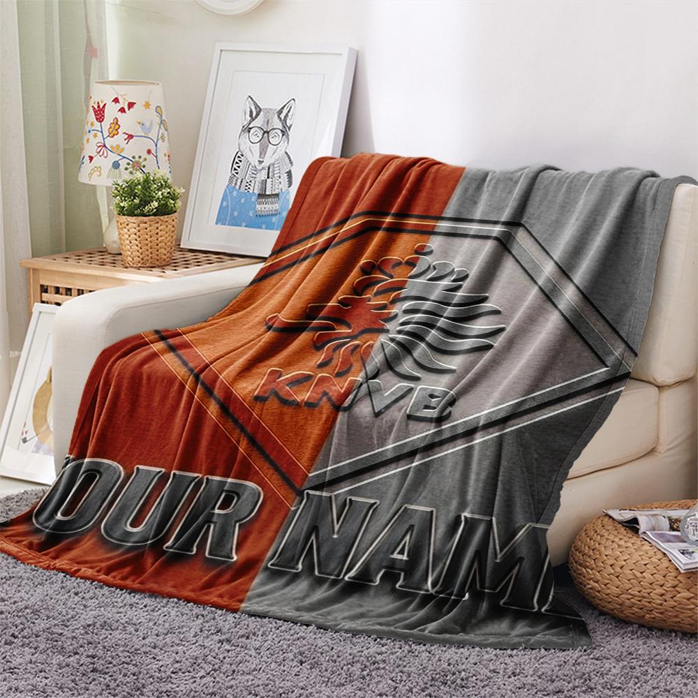 1PC Custom Name KNVB Patterned Flannel Blanket Suitable For All Seasons for Home Decor Warmth and Comfort Gifts Holiday Present