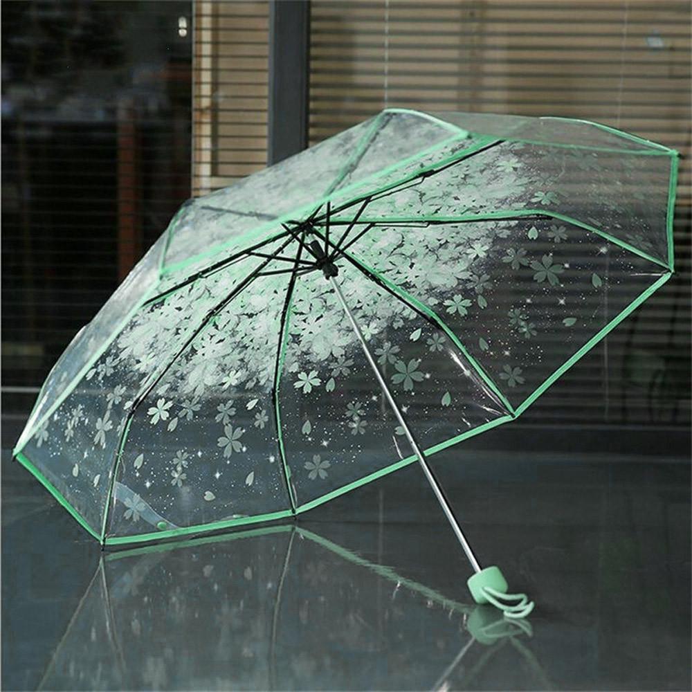 Transparent 3 Fold Apollo Sakura Umbrella Cherry Blossom Mushroom Umbrella