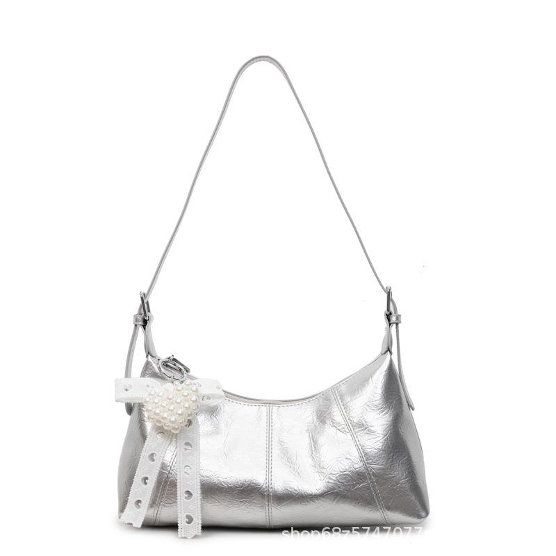 Popular Foreign Design Pearl Handbag Bag Women's 2025 New Crossbody Bag Bow One Shoulder Underarm Bag