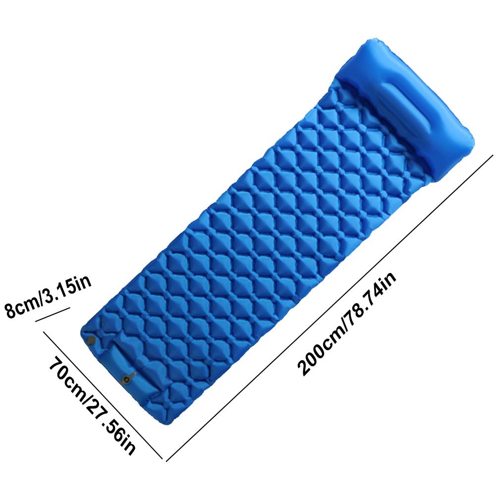 A# Надувной матрас для кемпинга на открытом воздухе с подушкой для путешествий (синий)