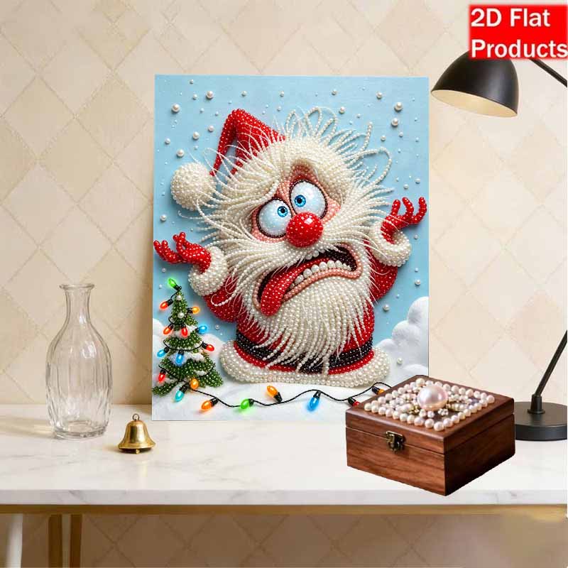 Набор для DIY-рисования жемчугом без рамки «Причудливый Санта» Уютный домашний декор 3D блестящее жемчужное искусство на холсте Расслабляющее рукоделие Подарок для взрослых