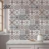 Floral Tile Stickers for Cabinets 3Pcs 2D Retro Stickers, Self-Adhesive Waterproof Oil Proof Wall Easy Apply Tiles Renters Decals, Peel & Stick
