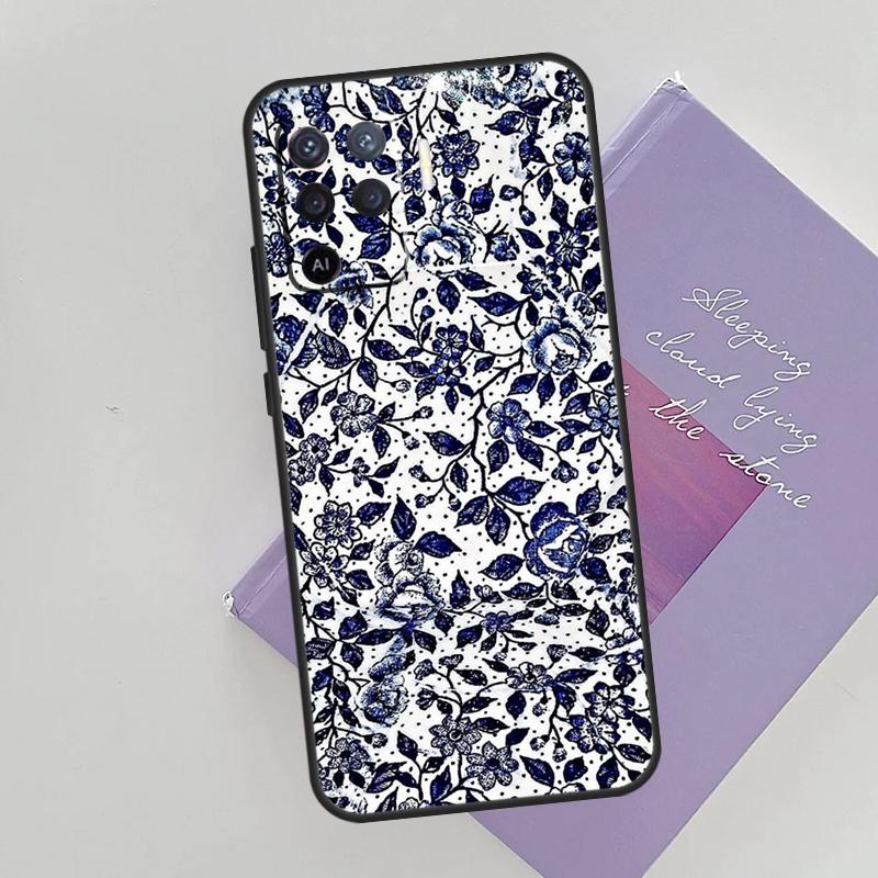 Blue And White Porcelain Case For Oppo A15 A16 A17 A52 A72 A76 A96 A74 A94 A53 A54S A57S A58 A78 A98 A77 Phone Cover