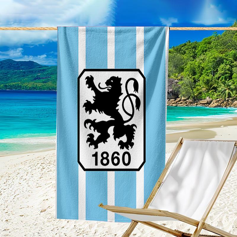 Mun-chen Lion Emblem Beach Towel - Soft, Absorbent Microfiber, Lightweight, Ideal for The Beach, Parties, Travel, Camping Fan Gifts