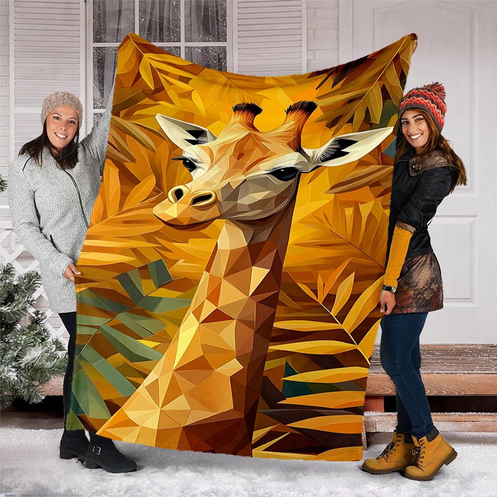 1pc Giraffe Print Print Outdoor Blanket, Lightweight Polyester,