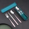 Набор столовых приборов Вилки Палочки для еды Ложки 3 в 1 Нержавеющая сталь Посуда с коробкой Столовые приборы Набор столовых приборов для путешествий Кемпинга