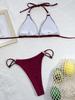Women's Solid Color Split Swimsuit Triangle Back Tie Bikini Set
