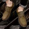 2025 New Men Genuine Leather Sneakers Hiking Shoes Casual Leather Lace Up Outdoor Oxfords Antiskid Thick Bottom Walking Shoes