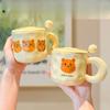 Birthday Gift Cute Little Bear Ceramic Cup for Boys and Girls Drinking Water Cup with Lid Spoon Couple Cup